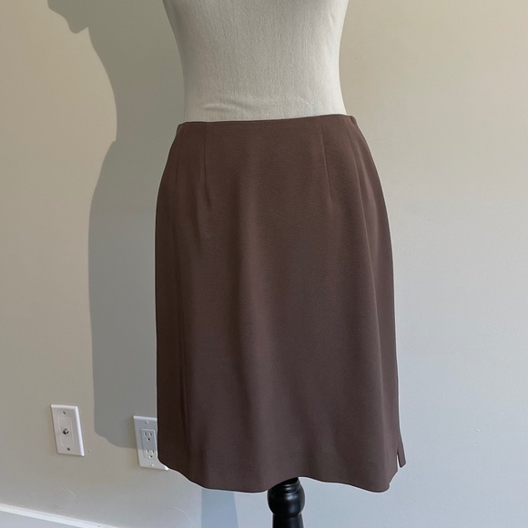 Jax Mid Length Pencil Skirt Brown Light Weight - Picture 7 of 11